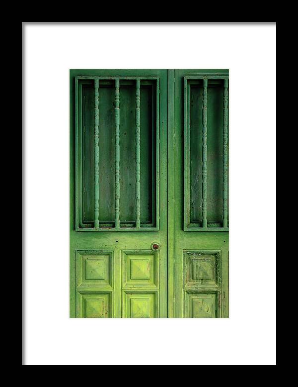 Andalucía Framed Print featuring the photograph Green door by Gary Browne