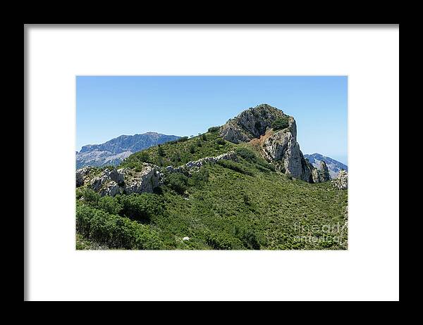Mountains Framed Print featuring the photograph Green expanse and ascent to the crest by Adriana Mueller