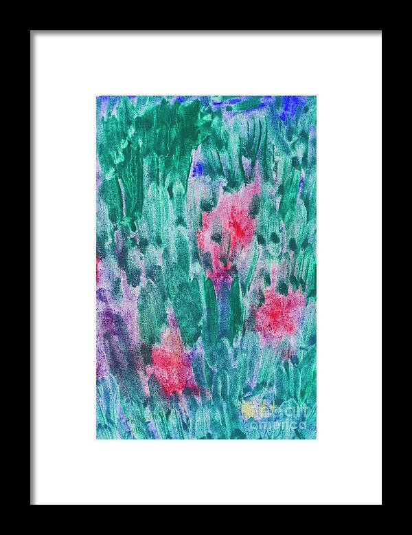 Green Framed Print featuring the painting Green Garden Abstract Painting by Phillip Jones
