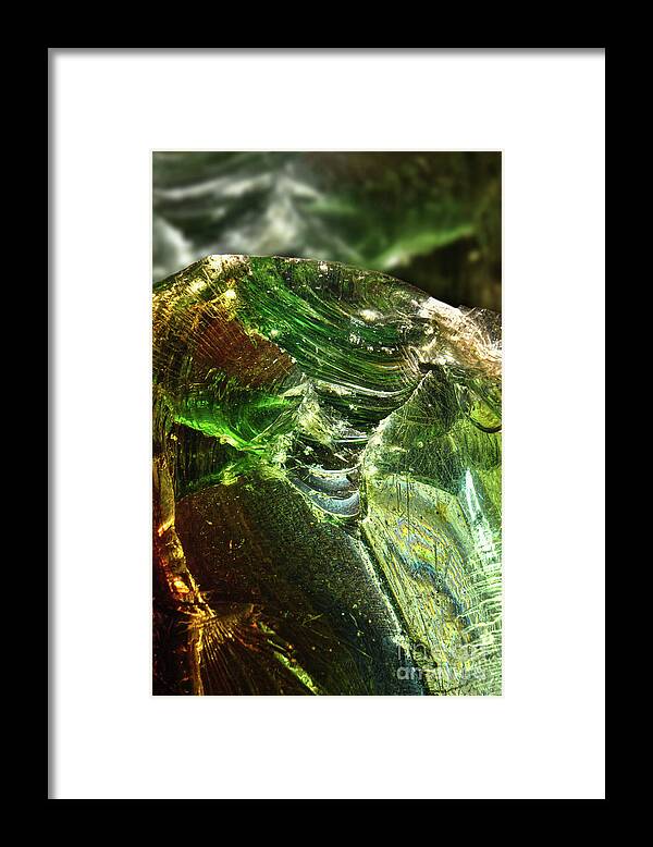 Green Glass Framed Print featuring the photograph Green Glowing Glass by Phil Perkins