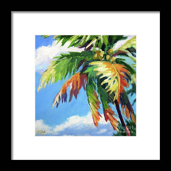 Beaches Framed Print featuring the painting Green Palm by John Clark