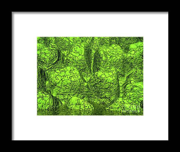Green Framed Print featuring the digital art Green Slime by Phil Perkins