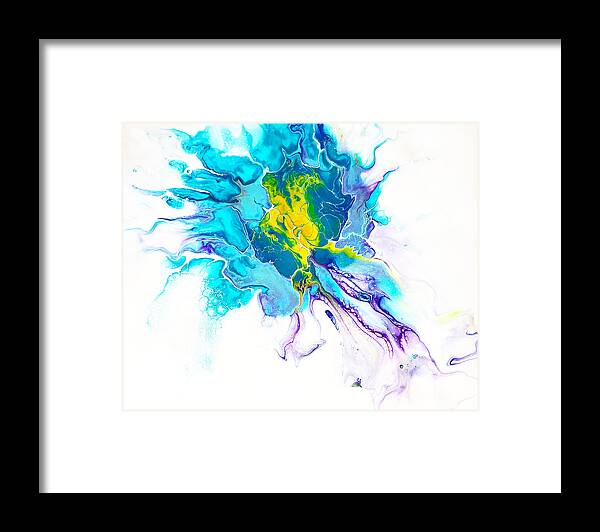 Abstract Framed Print featuring the painting Green Turtle by Christine Bolden