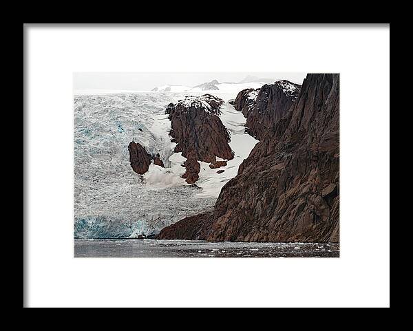 Black Framed Print featuring the photograph Greenland Glacier Iceflow by Allan Levin