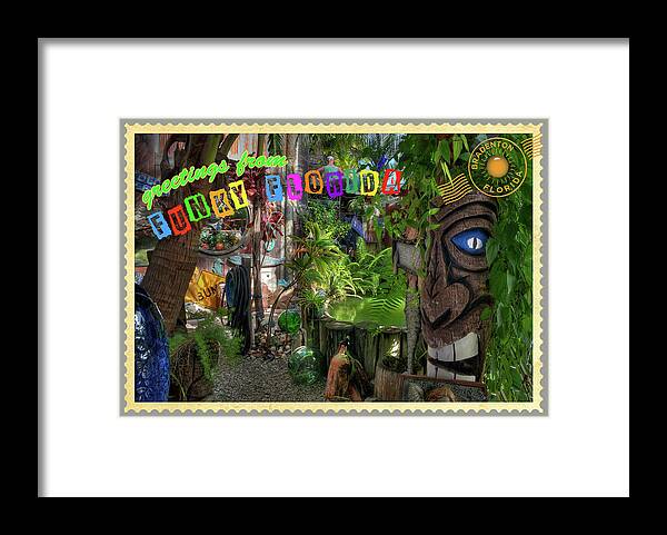 Funky Florida Framed Print featuring the photograph Greetings From Funky Florida TiKiTiKi by Arttography LLC