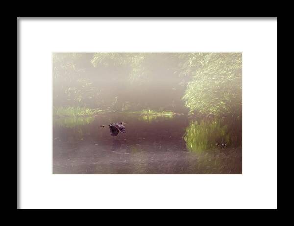 Heron Framed Print featuring the photograph Grey Heron Across the Water by Marjorie Whitley