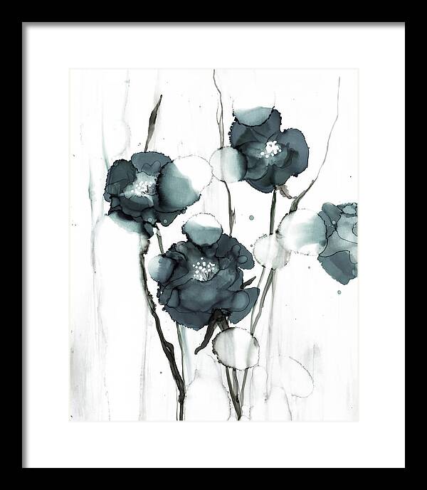  Framed Print featuring the painting Grey Poppies by Julie Tibus