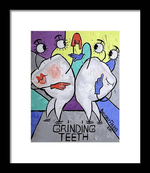  Grinding Teeth Framed Print featuring the painting Grinding Teeth by Anthony Falbo