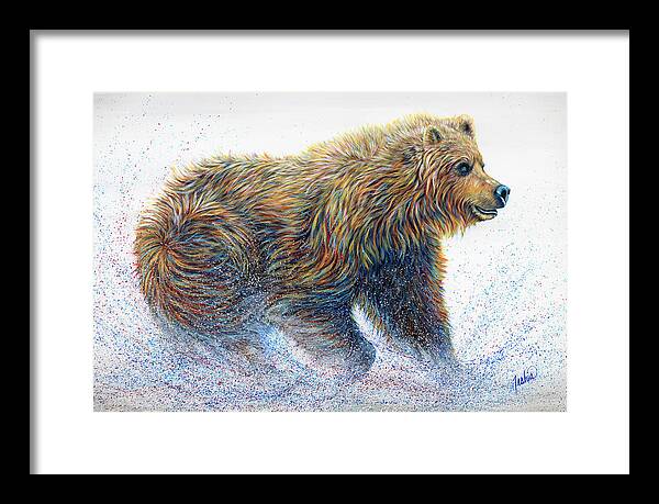 Bear Framed Print featuring the painting Grinnell Griz by Teshia Art