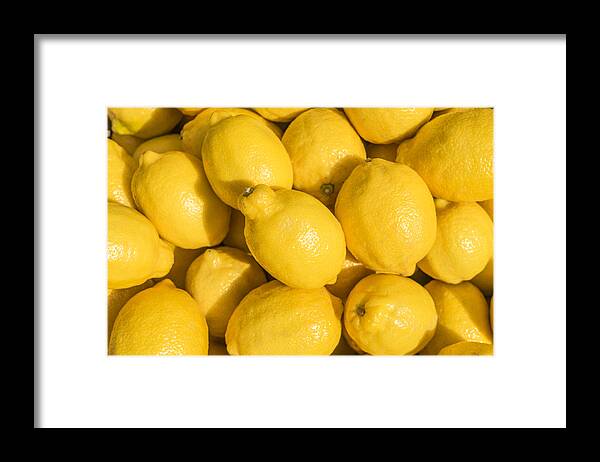 Vitamin Framed Print featuring the photograph Group of lemons by Tim Bird