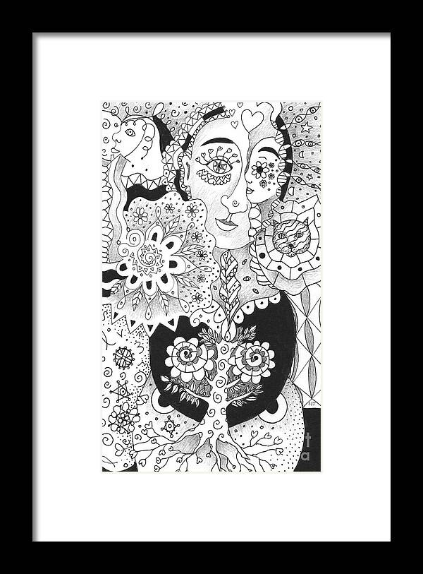 Growing Roots By Helena Tiainen Framed Print featuring the drawing Growing Roots by Helena Tiainen