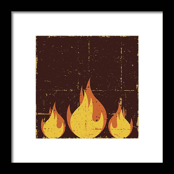 Damaged Framed Print featuring the drawing Grunge Flames by Quisp65