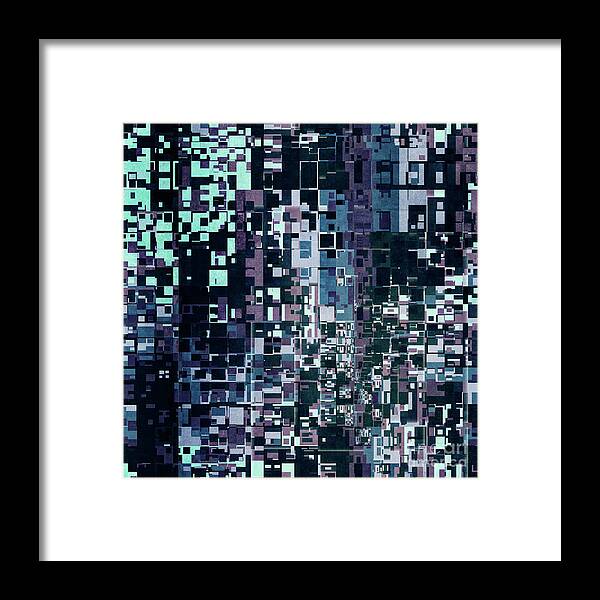 Geometry Framed Print featuring the digital art Grunge Geometric Pattern by Phil Perkins