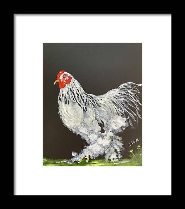 Rooster Framed Print featuring the painting Guardian of the Farmyard by Juliette Becker