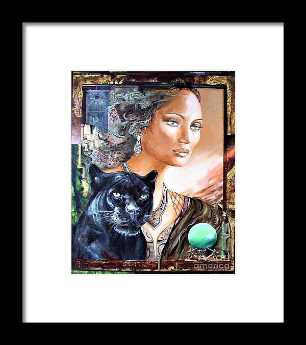Figures Framed Print featuring the painting Guardian by Sinisa Saratlic