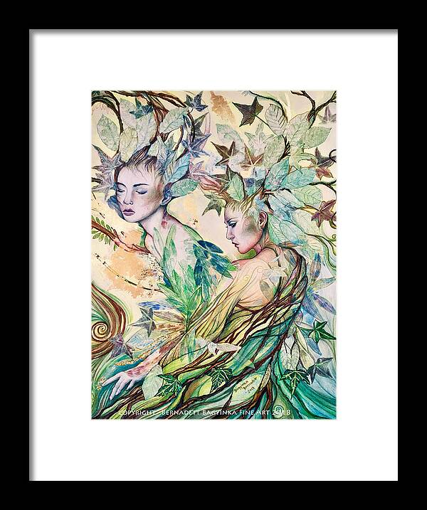 Spirit Art Fairies Devas Framed Print featuring the drawing Guardian spirits by Bernadett Bagyinka