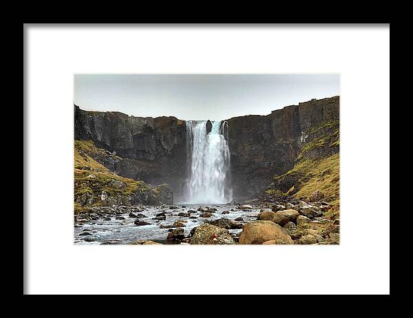 Waterfall Framed Print featuring the photograph Gufufoss Waterfall Iceland by Richard Krebs