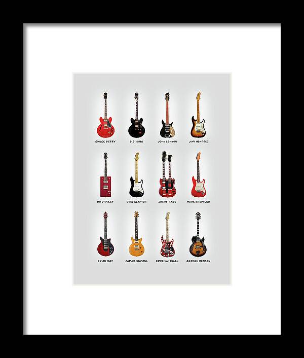 Fender Stratocaster Framed Print featuring the photograph Guitar Icons No1 by Mark Rogan