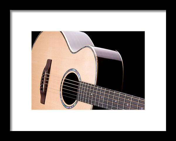 Music Framed Print featuring the photograph Guitar with paua abalone inlay by John Clutterbuck