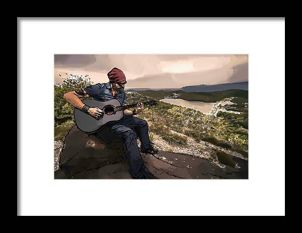 Landscape Framed Print featuring the painting Guitarist - DWP1407212 by Dean Wittle