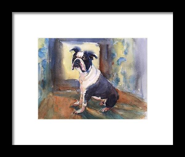 Dog Framed Print featuring the painting Gus by Judith Levins