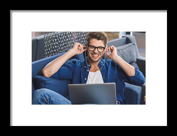 Internet Framed Print featuring the photograph Guy In Glasses Feeling Goosebumps by YakobchukOlena