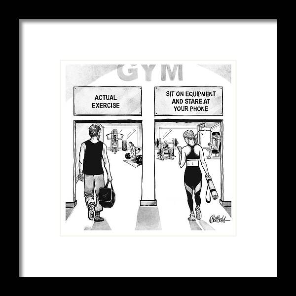Gym Framed Print featuring the drawing Gym by Jason Chatfield and Scott Dooley