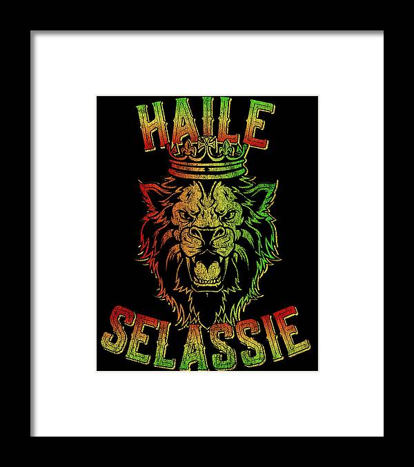 Cool Framed Print featuring the digital art Haile Selassie Rastafari Reggae by Flippin Sweet Gear