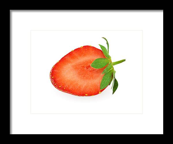 Shadow Framed Print featuring the photograph Half of strawberry isolated on white with clipping path by Fotolotos