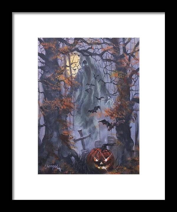 Halloween Specter Framed Print featuring the painting Halloween Specter by Tom Shropshire