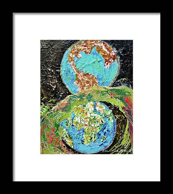 Wall Art Framed Print featuring the painting Haloing Earth - Vertical by Ellen Palestrant
