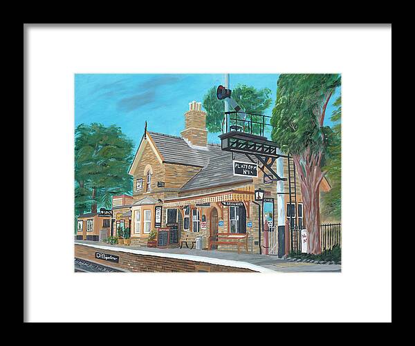 Train Framed Print featuring the painting Hampton Loade station by David Bigelow