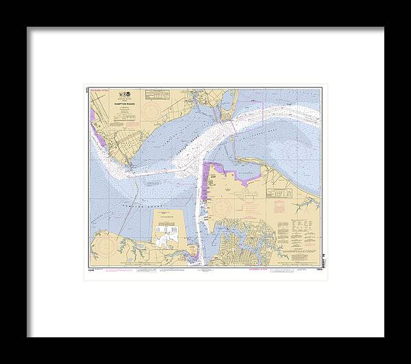 Hampton Roads Framed Print featuring the digital art Hampton Roads, NOAA Chart 12245 by Nautical Chartworks