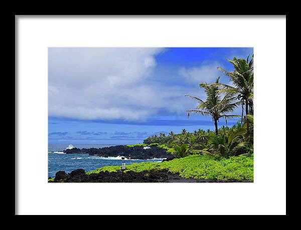 Aloha Framed Print featuring the photograph Waianapanapa sea arc and blowhole,Hana,Maui by Bnte Creations