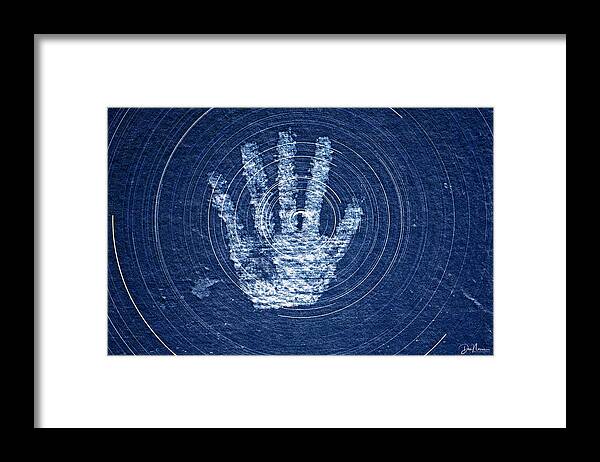 Petroglyph Framed Print featuring the photograph Hand Print and Star Trails by Dan Norris