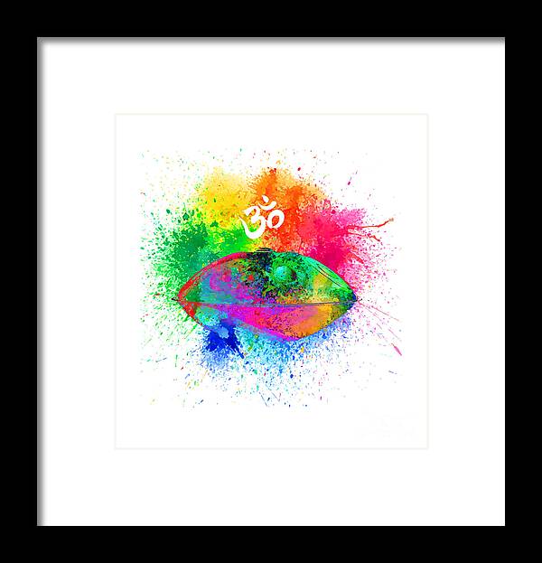 Om Framed Print featuring the digital art Handpan OM in colorfull by Alexa Szlavics