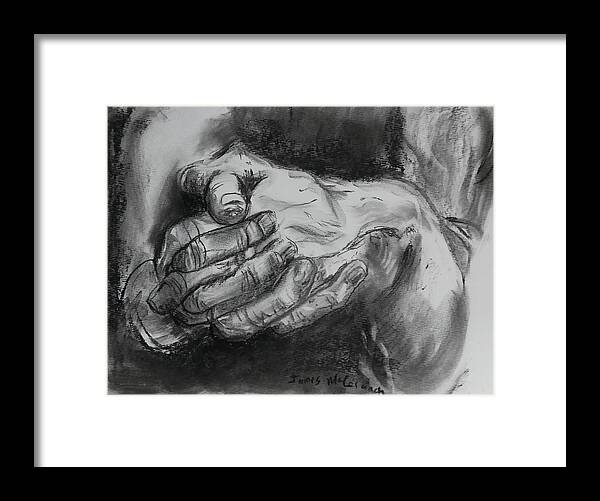 Hands Framed Print featuring the drawing Hands 2 by James McCormack