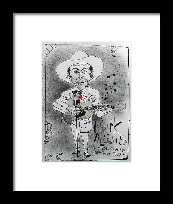 Framed Print featuring the drawing Hank Williams by Phil Mckenney