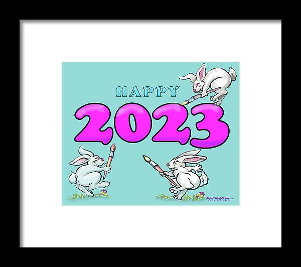 2023 Framed Print featuring the digital art Happy 2023 by Kevin Middleton