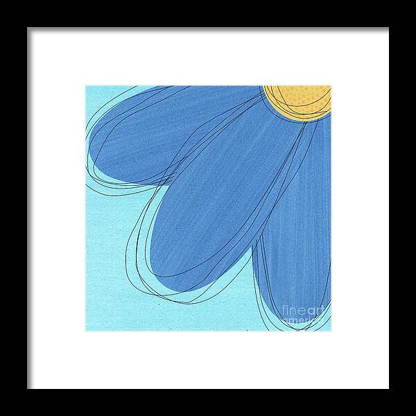 Watercolor Floral Framed Print featuring the mixed media Happy Blue Flower Abstract by Donna Mibus