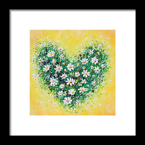 Heart Framed Print featuring the painting Happy Daisy Heart by Amanda Dagg
