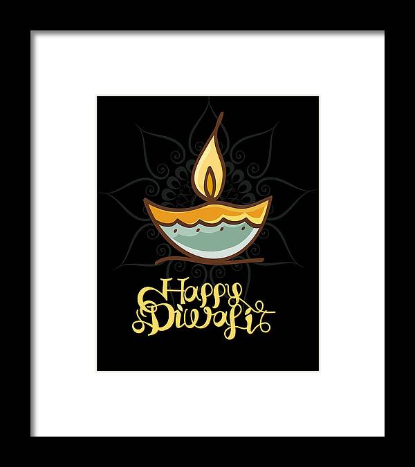 Cool Framed Print featuring the digital art Happy Diwali T Shirt by Flippin Sweet Gear