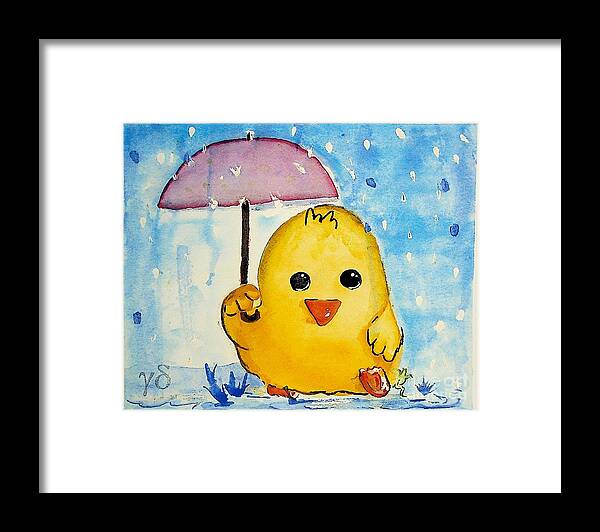 Happy Framed Print featuring the painting Happy Duckie Spring by Valerie Shaffer