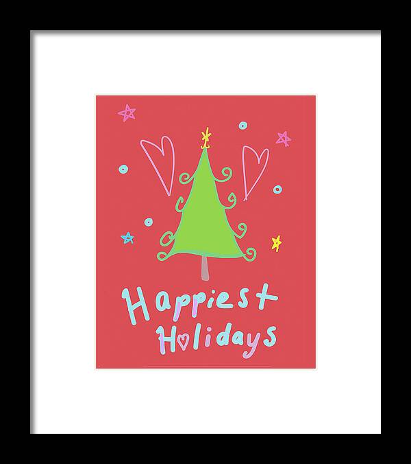 Holiday Framed Print featuring the digital art Happy Holidays Tree by Ashley Rice