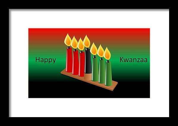 Kwanzaa Framed Print featuring the mixed media Happy Kwanzaa by Nancy Ayanna Wyatt
