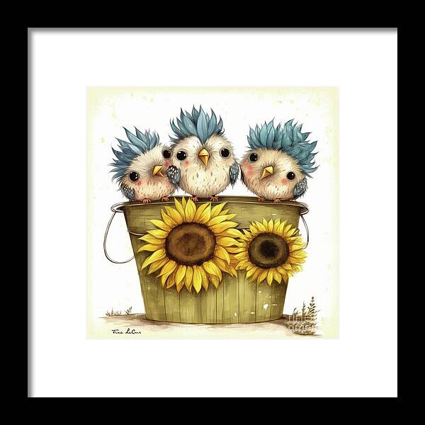Birds Framed Print featuring the painting Happy Little Friends by Tina LeCour