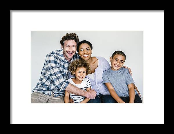 Mid Adult Men Framed Print featuring the photograph Happy multi-ethnic family at home by Portra