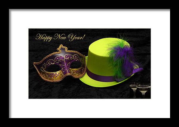 Happy Framed Print featuring the photograph Happy New Year Hat and Mask by Nancy Ayanna Wyatt