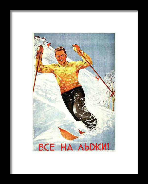Ski Framed Print featuring the digital art Happy Skiing Man by Long Shot