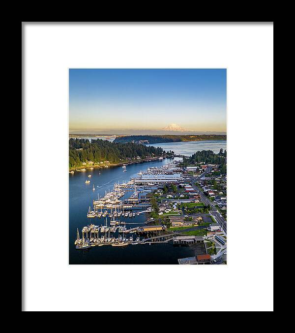 Drone Framed Print featuring the photograph Harbor Boats 4x5 by Clinton Ward